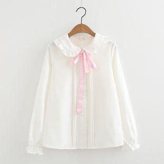 Bow Accent Frill Trim Shirt