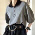 Set: Two Tone Short Sleeve Polo Shirt + Plain Skirt