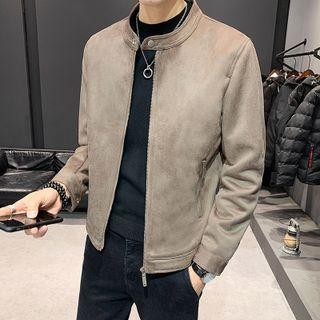 Plain Stand Collar Zip-up Jacket