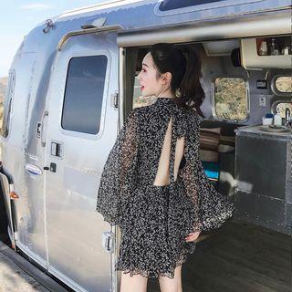Floral Open Back Long-sleeve Playsuit