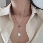 925 Sterling Silver Star & Disc Pendant Layered Choker Necklace