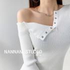 Asymmetric One-shoulder Knit Mini Dress