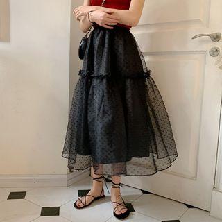 Dot A-line Mesh Skirt