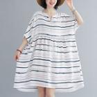 Batwing-sleeve Striped A-line Dress