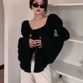 Bell-sleeve Scoop-neck Top