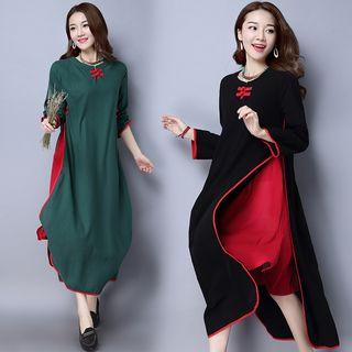 Mock Two-piece Linen Cotton Dress