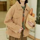 Faux Shearling Buttoned Jacket Camel - One Size