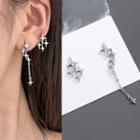 Star Rhinestone Asymmetrical Alloy Dangle Earring 1 Pair - Silver - One Size