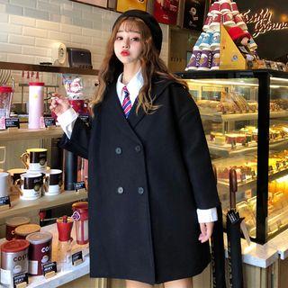 Sailor Collar Double-breasted Coat Padded - As Shown In Figure - One Size