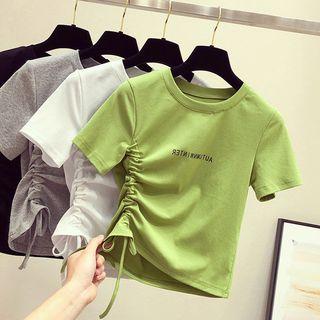 Short-sleeve Letter Drawstring T-shirt