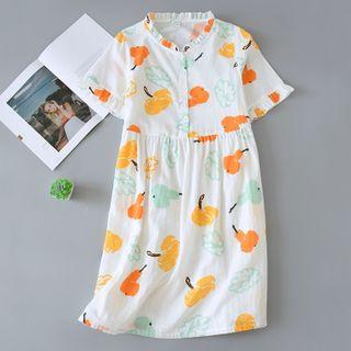 Printed Short-sleeve Midi Sleep Dress