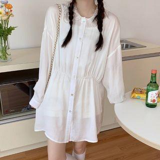 Lace Collar Long Shirt