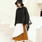 Set: Asymmetric Pullover + Midi Pleated Skirt As Shown In Figure - One Size