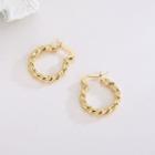 925 Sterling Silver Hoop Earring 1 Pair - Es1352 - Gold - One Size