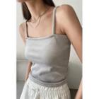 Spaghetti-strap Faux-fur Crop Top
