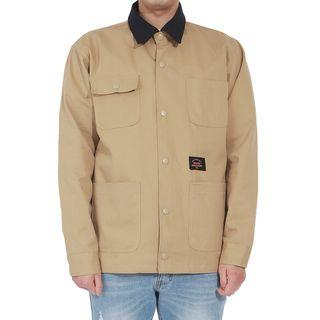 Plus Size Contrast-collar Snap-button Jacket