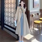 Loose-fit Light Coat / Slim-fit Hooded Midi Dress
