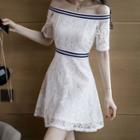 Off-shoulder Mini A-line Lace Dress