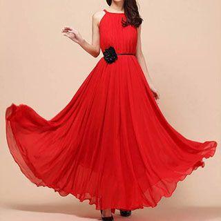 Chiffon Spaghetti Strap Maxi Dress
