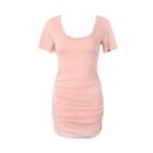 Short-sleeve Ruched Mini T-shirt Dress Pink - One Size