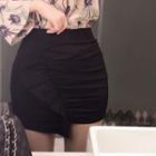 Frilled-detail Mini Pencil Skirt