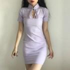 Short-sleeve Mini Sheath Qipao