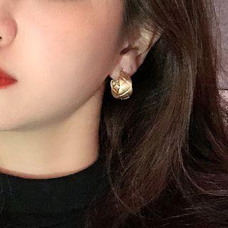 Alloy Open Hoop Earring 1 Pair - S925 Silver Needle - Gold - One Size
