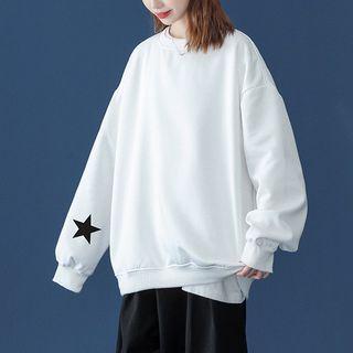Star Print Round Neck Sweatshirt