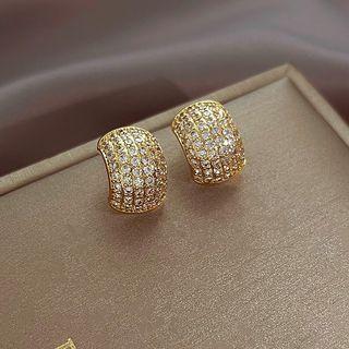Rhinestone Shell Alloy Earring 1 Pair - Gold - One Size