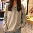 Tie-neck Pullover Gray - One Size