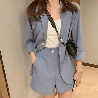 Set: Single-breasted Blazer + High-waist Shorts