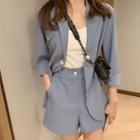 Set: Single-breasted Blazer + High-waist Shorts