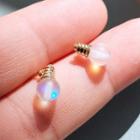 Sterling Silver Light Bulb Stud Earring 1 Pair - 181 - Transparent & Gold - One Size