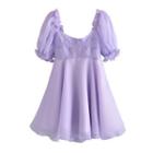 Short-sleeve Frill Trim Mini A-line Organza Dress