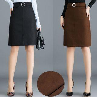 Plain Straight-fit Skirt