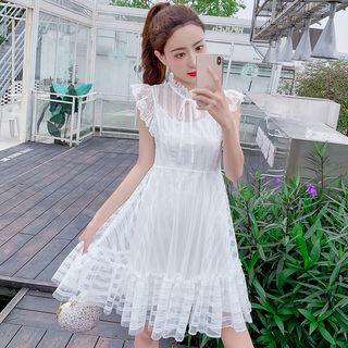 Set: Sleeveless Mini Lace Dress + Spaghetti Strap Mini Dress