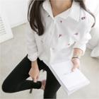 Long-sleeve Flower Embroidered Shirt