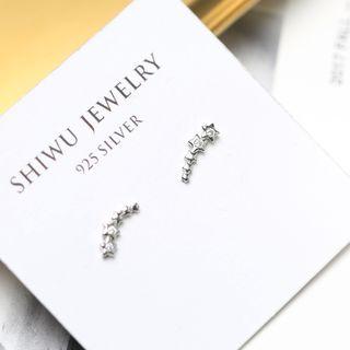 925 Sterling Silver Rhinestone Stars Earring