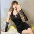 Set: Mock Two-piece Halter Dress