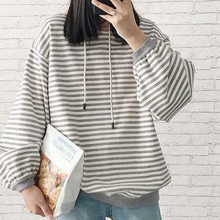 Color Block Striped Hooded Top