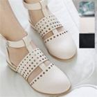 Perforated Ankle Strap Sandals