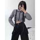 Buckled-accent Cropped Zipper Shirt