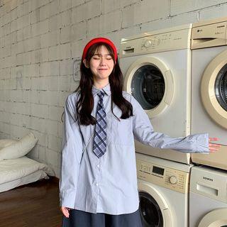 Long-sleeve Plain Shirt + Tie