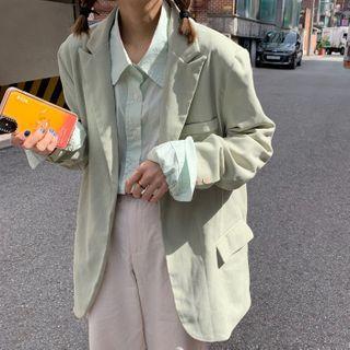 Long-sleeve Shirt / Open-front Blazer / Wide-leg Pants