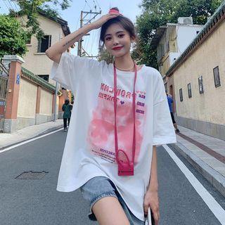 Crew-neck Printed Oversized Tee