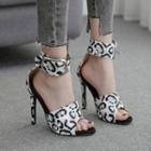 Leopard Ankle Buckled Stiletto Sandals