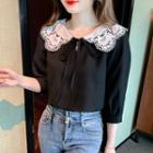 3/4-sleeve Lace Collar Blouse