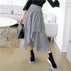 Band-waist Tie-front Check Long Skirt