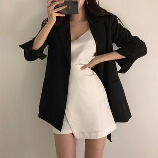 Single-breasted Irregular Blazer / Mini Pencil Skirt