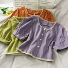 Lace-trim Square-neck Crop Top In 6 Colors